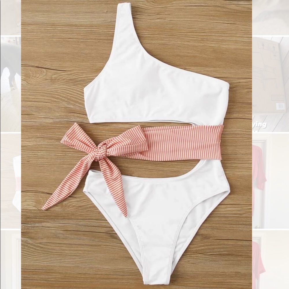 One-Shoulder White Swimsuit 🤍